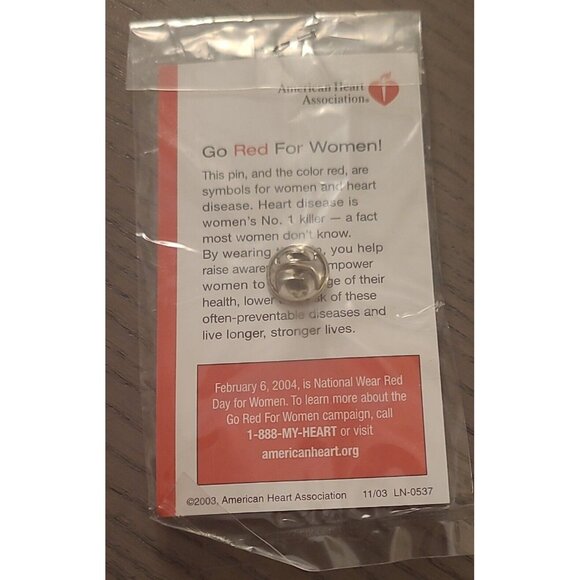 American Heart Foundation Go Red Lapel Pin Vintage 2003 - Picture 3 of 3